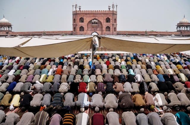 Muslims Pray At Delhi Jama Masjid