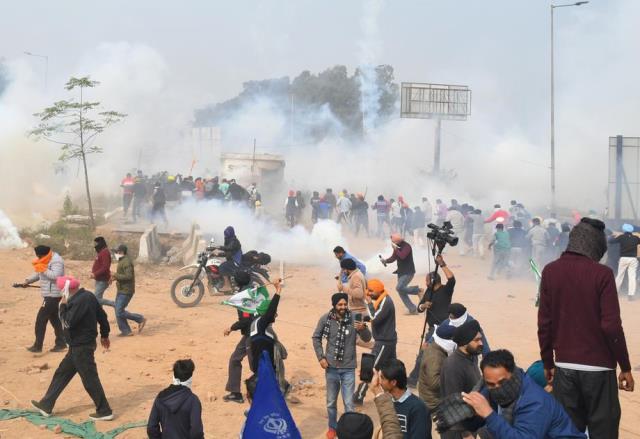 Police Fire Teargas At Protesting Farmers